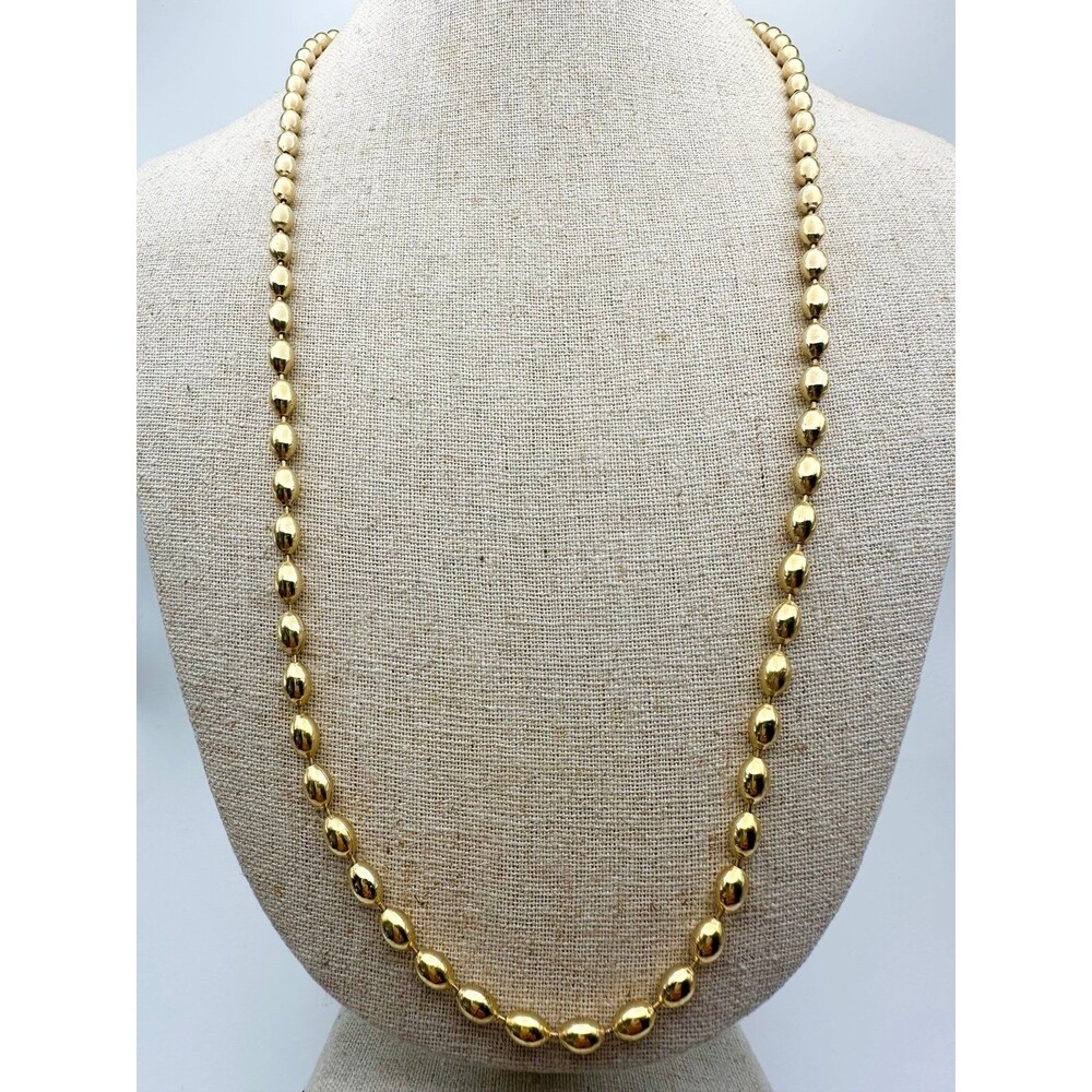 Vintage Gold plated oval ball chain long necklace 25”